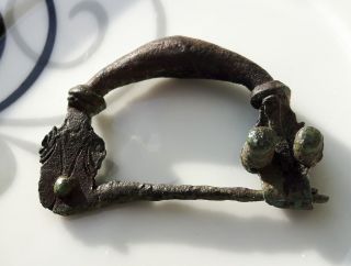 Rare Ancient Celtic Illiric Bronze Fibulae Hornet 800 Bc - 400 Bc photo