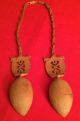 Vtg Wood Chain Norwegian Bridal / Love Spoons Hand Carved 1 Pce Of Wood 36 Carved Figures photo 1