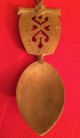 Vtg Wood Chain Norwegian Bridal / Love Spoons Hand Carved 1 Pce Of Wood 36 Carved Figures photo 2
