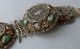 Large Antique Chinese Gilded Silver Filigree Bracelet W Tourmaline,  Jade,  Garnet Bracelets photo 1