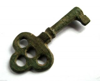Circa.  1200 A.  D Finest British Found Medieval Period Bronze Decorative Key photo