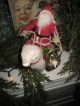 Primitive Old German Style Santa Riding Stick Leg Sheep W/ Basket And Tiny Sheep Primitives photo 1