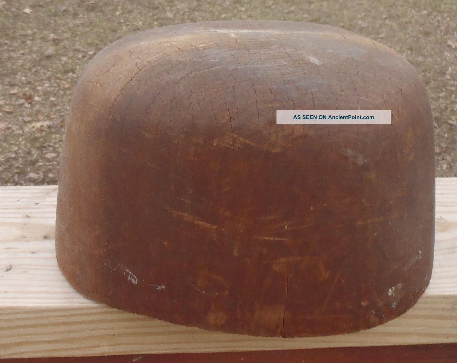 Lg Antique Millinery Rockwell Hat Form Mold Wood Bookend Steampuke Art Industrial Molds photo