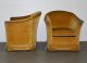 Pair Vintage Mid Century Modern Flared Barrel Back Club Lounge Chairs Post-1950 photo 2