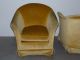 Pair Vintage Mid Century Modern Flared Barrel Back Club Lounge Chairs Post-1950 photo 7