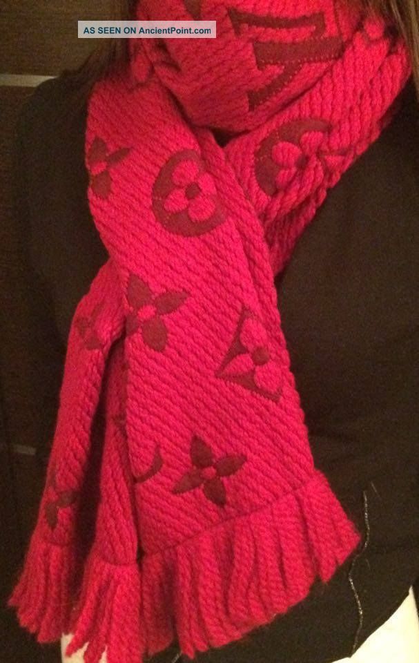 Louis Vuitton Logomania Ruby Red Wool Silk Scarf Other Antiquities photo