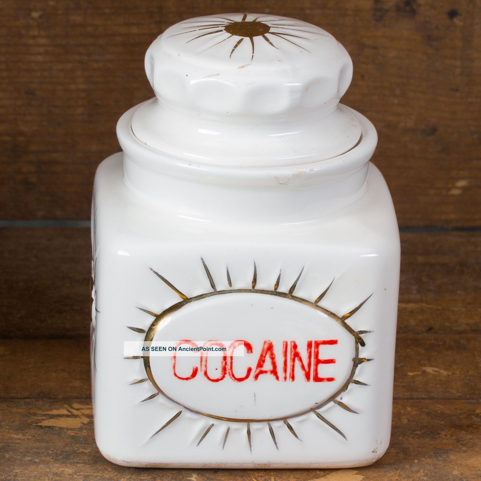 Apothecary Jar Vintage Cocaine Porcelain Narcotic Drug Pharmacy Drugstore Rare Bottles & Jars photo