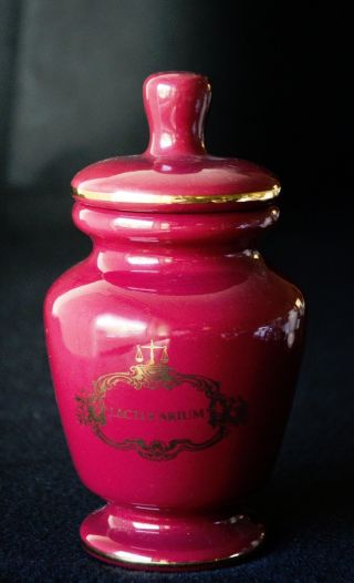 Vintage Pharmacy Apothecary Lidded Jar Gilded Lactucarium - Lettuce Opium photo
