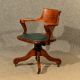 Antique Oak Office Desk Elbow Study Swivel Chair Quality Vintage Edwardian C1910 Edwardian (1901-1910) photo 2