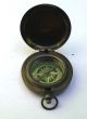 Antique Brass Push Button Magnetic Pocket Compass Compasses photo 2