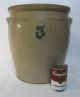 Large Antique Primitive Cobalt Stenciled Salt Glazed Stoneware Jar Crock Nr Yqz Primitives photo 6