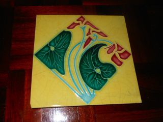 Antique Arts & Craft Tile Art Nouveau Sato Majolica Impressed Tiles 6 X 6 1 photo