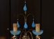 Vintage Pair Blue Opaline Bobeches Drops Sconces - 2 Lights Chandeliers, Fixtures, Sconces photo 2