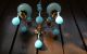 Vintage Pair Blue Opaline Bobeches Drops Sconces - 2 Lights Chandeliers, Fixtures, Sconces photo 3