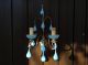 Vintage Pair Blue Opaline Bobeches Drops Sconces - 2 Lights Chandeliers, Fixtures, Sconces photo 4
