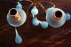 Vintage Pair Blue Opaline Bobeches Drops Sconces - 2 Lights Chandeliers, Fixtures, Sconces photo 7