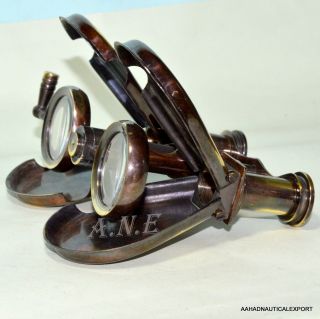 Nautical Solid Antique Brass Binocular Monocular Pirate Spyglass Maritime Gift photo