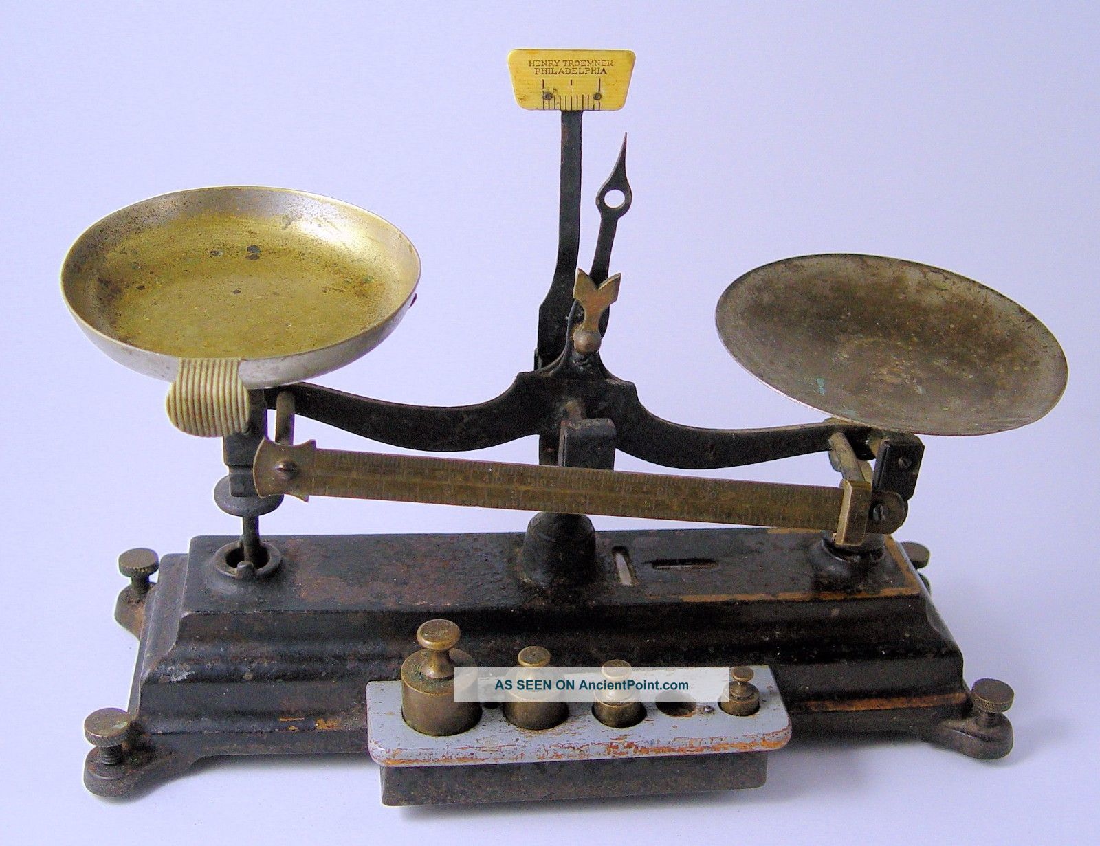 Antique Henry Troemner Apothecary Scale 19th Century Brass Cast Iron Unusual Scales photo