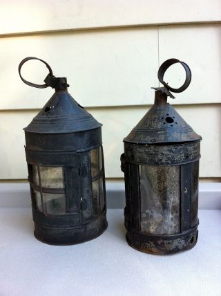 Two Tin Lanterns With Mica - American 19th Century photo