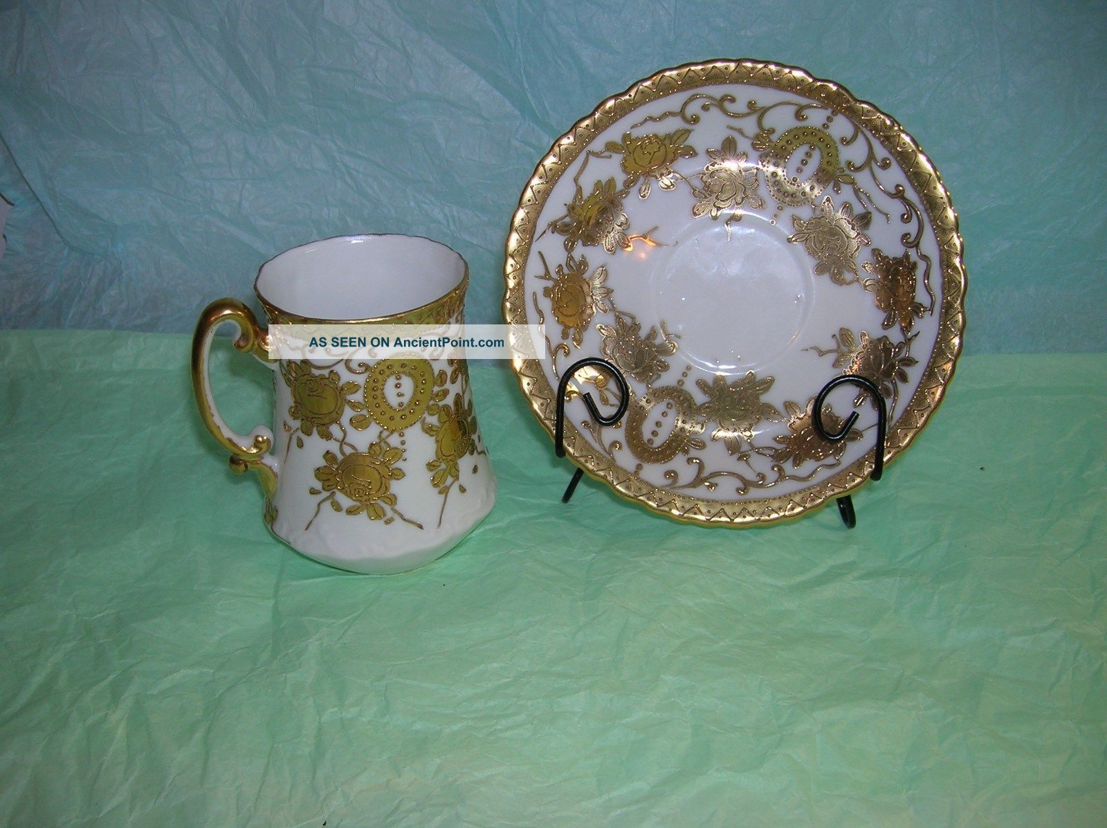 Mikado Tea Cup & Saucer,  Vintage,  Extra Japan 24k Gold Detail,  Hand Painted Cups & Saucers photo