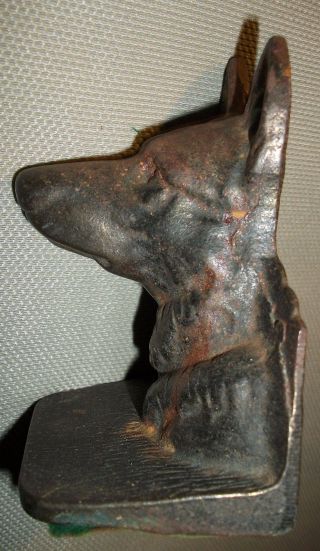 Antique Bronzed Cast Iron Dog German Shepherd Head Dog Animal Vintage photo