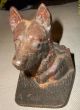 Antique Bronzed Cast Iron Dog German Shepherd Head Dog Animal Vintage Metalware photo 1