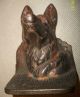 Antique Bronzed Cast Iron Dog German Shepherd Head Dog Animal Vintage Metalware photo 2