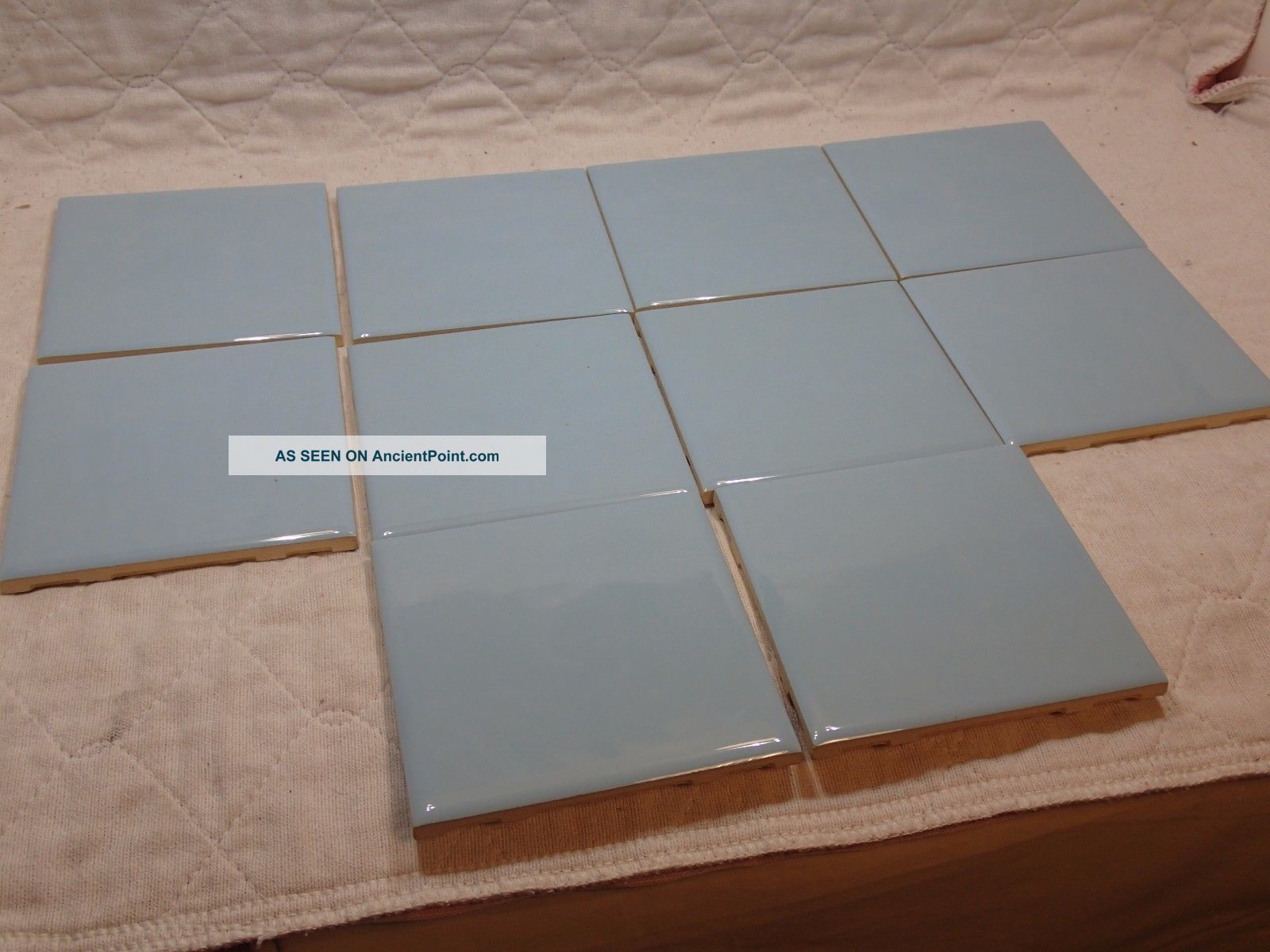 10 Pc Vintage Romany Spartan Ceramic Light Blue 722 Wall Floor Tile 4 1/4 Nos Tiles photo
