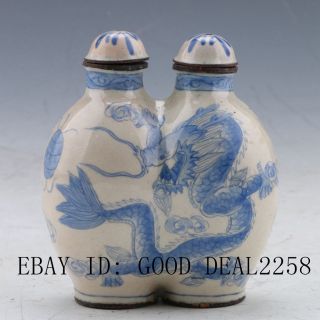 Cloisonne Hand - Painted Dragon Snuff Bottles Double Bottle W Qianlong Mark B17 photo
