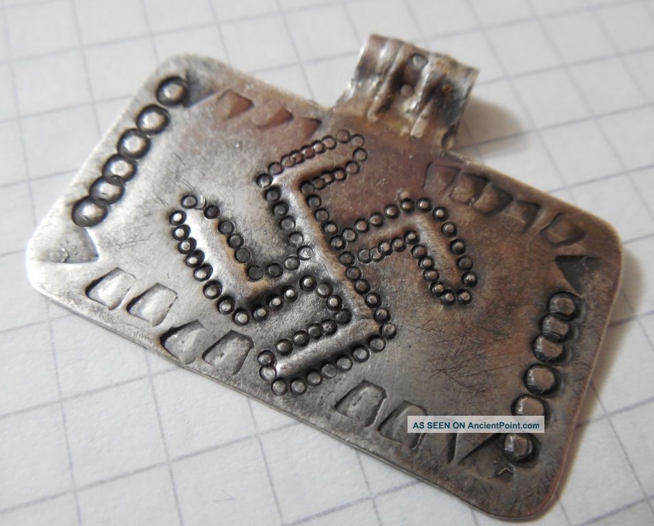 Scandinavian Viking Period Silver Pendant With Symbols 800 Ad,  Vf, Viking photo