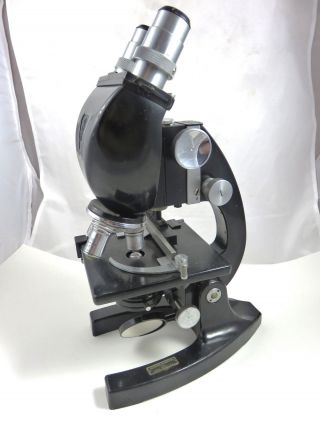 Vintage Bausch & Lomb Black Binocular Microscope 10x 43x 97x photo