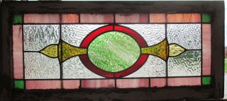 Antique American Stained Glass Transom Window 35 X 16 Architectural Salvage photo