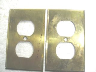 2 Vintage Bryant.  060 &.  040 Solid Brass Electrical Outlet Cover Plates, photo