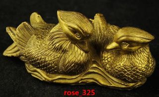 Exquisite Chinese Brass Old Handwork Mandarin Duck Statues photo