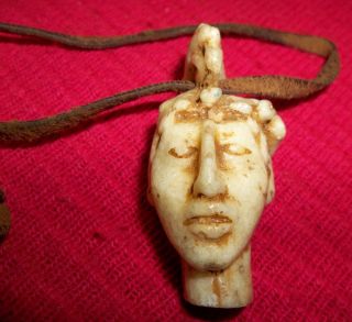 Mayan - Aztec Head - Carved Stone/bone 2 1/2 