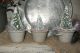 3 Primitive Christmas Farmhouse Miniature Stoneware Crocks/bottle Brush Trees Primitives photo 1