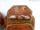 China Old Handwork Wood Lacquer Box Figure Painting Workbox Vases Pair Statue Boxes photo 2