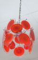 70 ' S Murano Vistosi Chandelier Hanging Light With 15 Red And Orange Glass Discs Mid-Century Modernism photo 1