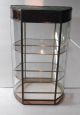 Large Glass & Brass Lighted Tabletop Curio Cabinet Display Case Mirrored 16 1/2 
