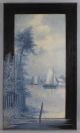 Antique Henry A.  Duessel Blue Monochromatic Harbor Sailboat Painting Other Maritime Antiques photo 1