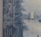 Antique Henry A.  Duessel Blue Monochromatic Harbor Sailboat Painting Other Maritime Antiques photo 3