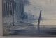 Antique Henry A.  Duessel Blue Monochromatic Harbor Sailboat Painting Other Maritime Antiques photo 6