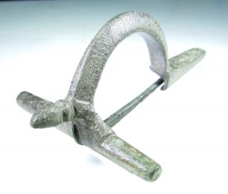 Authentic Ancient Roman Bronze Decorated Bow Type Brooch - C 250 Ad - Gh65 photo