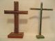 Antique Spanish Colonial South American Painted Wood Standing Cross The Americas photo 4