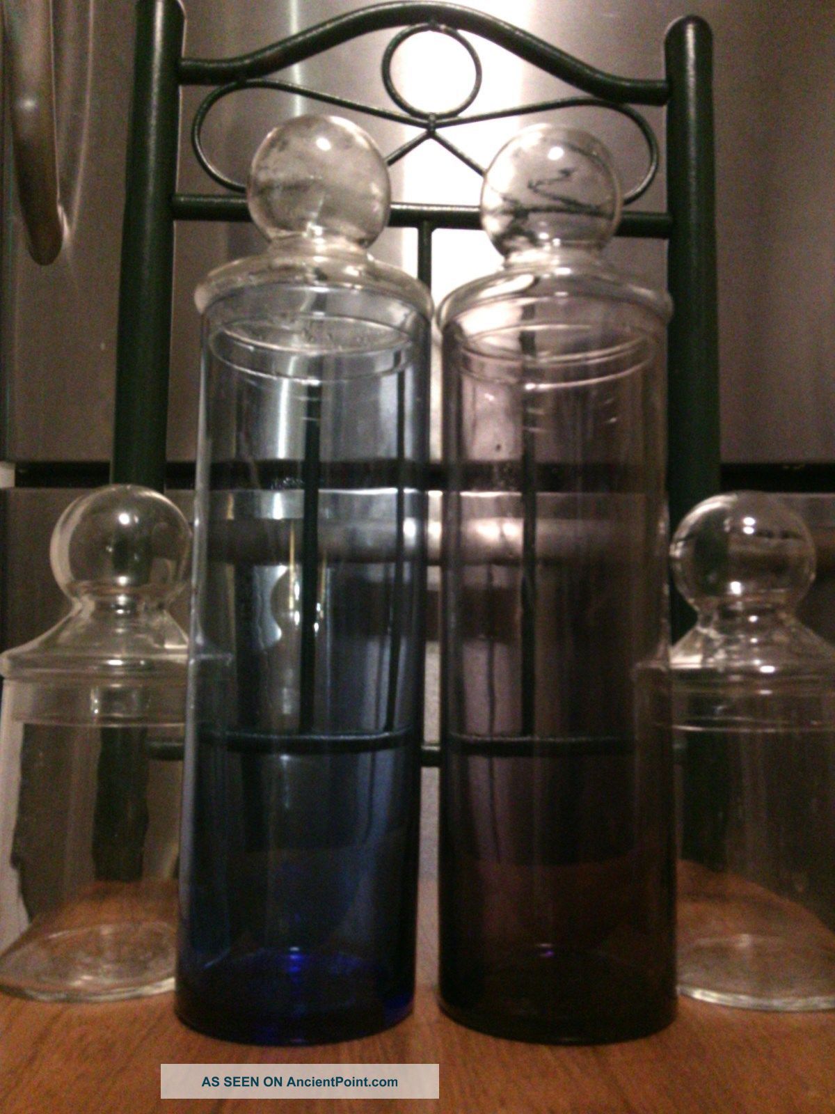 Vintage Glass Apothecary Jars - (4) Drugstore Candy Display - Blue / Purple Jar Bottles & Jars photo