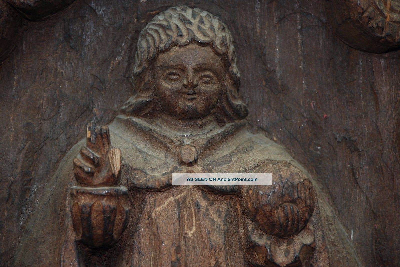 Antique Carved Folk Art Bas Relief Wood Carving Santo Infanct Of Prague Primitives photo