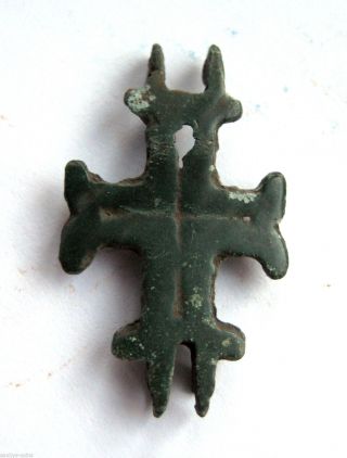 Circa.  1100 A.  D British Found Medieval Period Bronze Reliquary Cross Pendant photo
