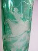 Czech/bohemian Green Cut To Clear Glass Vase,  Hand Engraving Hunting Scene Vases photo 11