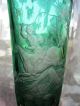Czech/bohemian Green Cut To Clear Glass Vase,  Hand Engraving Hunting Scene Vases photo 5