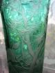 Czech/bohemian Green Cut To Clear Glass Vase,  Hand Engraving Hunting Scene Vases photo 6